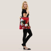 Kerstmis Tuxedo Kat in Kerstman Hoed Tote Bag (Op model)