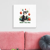 Kerstmis Tuxedo Kat met Kerstversiering Vrolijk Canvas Afdruk (Insitu (Woonkamer))