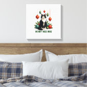Kerstmis Tuxedo Kat met Kerstversiering Vrolijk Canvas Afdruk (Insitu (Slaapkamer))