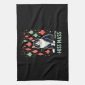 Kerstmis Tuxedo Kat met Kerstversiering Vrolijk Theedoek (Verticaal)