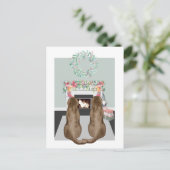 Kerstmis twee Chol Labrador Dogs Fireplace Scene Feestdagenkaart (Staand voorkant)