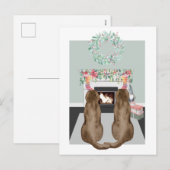 Kerstmis twee Chol Labrador Dogs Fireplace Scene Feestdagenkaart (Voorkant / Achterkant)