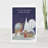 Kerstmis twee deer sneeuwscène op maat kaart (Voorkant)