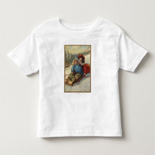 Kerstmis, twee kleine meisjes die slapen kinder shirts (Voorkant)