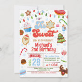 Kerstmis twee lieve verjaardag uitnodiging - jonge (Voorkant)