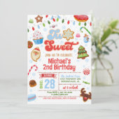 Kerstmis twee lieve verjaardag uitnodiging - jonge (Staand voorkant)