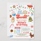 Kerstmis twee lieve verjaardag uitnodiging - jonge (Voorkant)