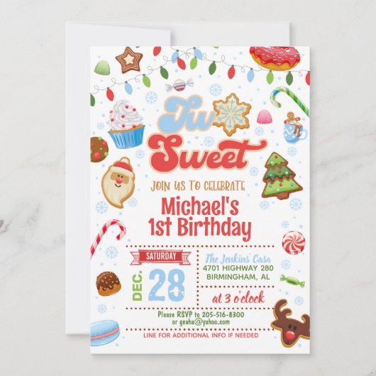 Kerstmis twee lieve verjaardag uitnodiging - jonge (Voorkant)