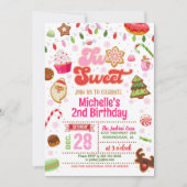 Kerstmis twee lieve verjaardag uitnodiging - Meisj (Voorkant)