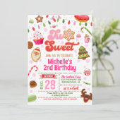 Kerstmis twee lieve verjaardag uitnodiging - Meisj (Staand voorkant)