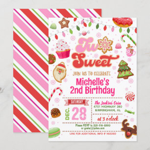 Kerstmis twee lieve verjaardag uitnodiging - Meisj