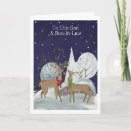 Kerstmis twee man Deer Snow Scene op maat gemaakt Kaart