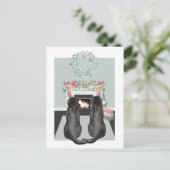 Kerstmis twee zwarte labrador Honden Fireplace Sce Feestdagenkaart (Staand voorkant)