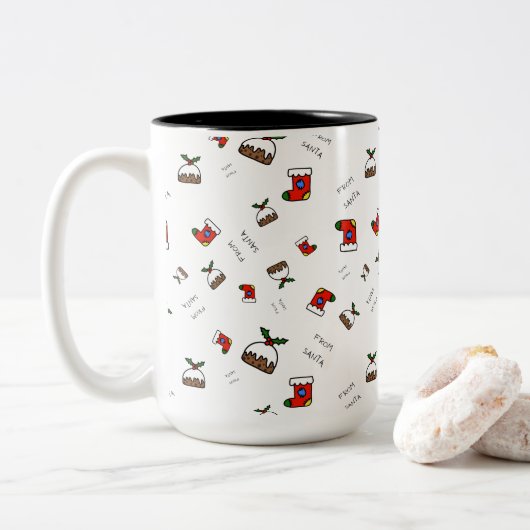 Kerstmis Tweekleurige Koffiemok (Met donut)