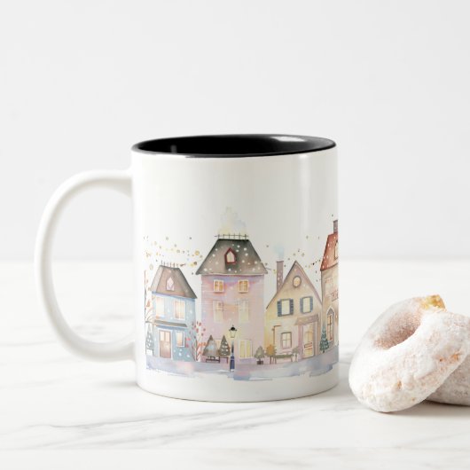 Kerstmis Tweekleurige Koffiemok (Met donut)