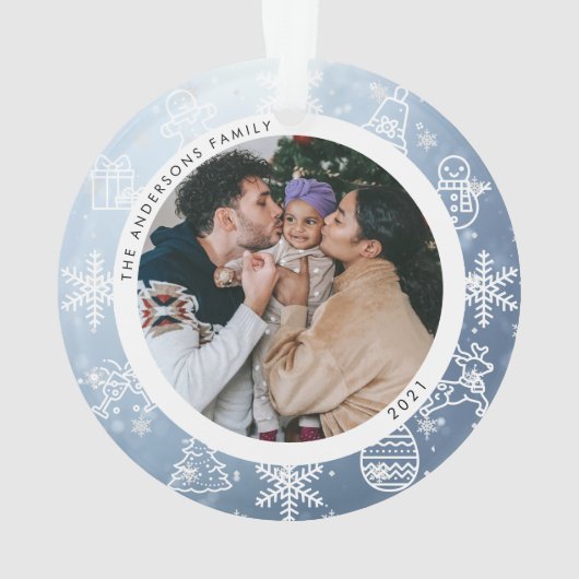 Kerstmis, tweeslachtige naam en jaarlijkse foto-or ornament (achterkant)