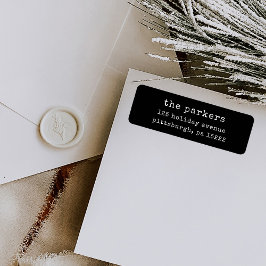 Kerstmis Typewriter | Zwart retouradres Etiket