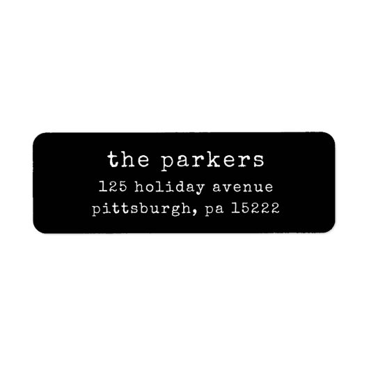 Kerstmis Typewriter | Zwart retouradres Etiket (Voorkant)
