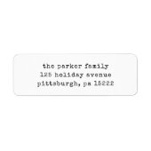 Kerstmis Typewriter | Zwart-wit Etiket (Voorkant)