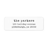 Kerstmis Typewriter | Zwart-wit Etiket (Voorkant)