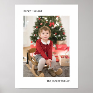 Kerstmis Typewriter Zwart-wit met foto Poster