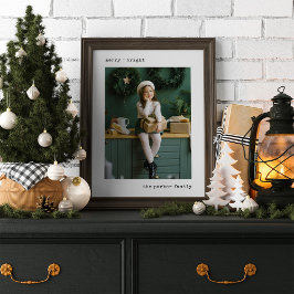 Kerstmis Typewriter | Zwart-wit met foto Poster