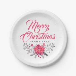 Kerstmis typografie & bloemboeket papieren bordje
