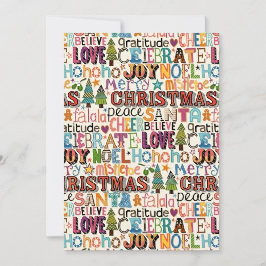 Kerstmis typografie feestdagenkaart (Voorkant)