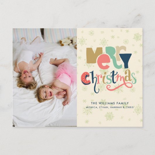 Kerstmis typografie feestdagenkaart (Voorkant)
