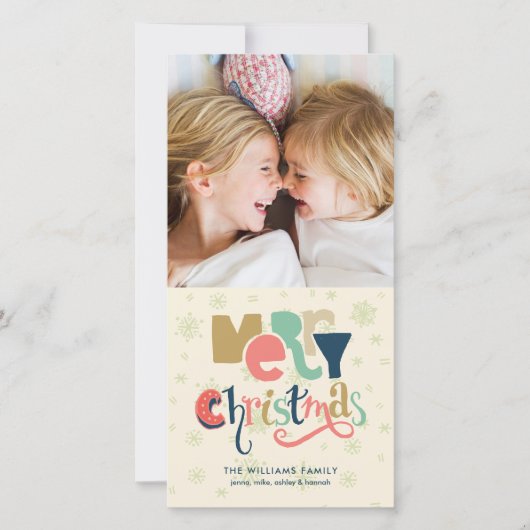 Kerstmis typografie feestdagenkaart (Voorkant)