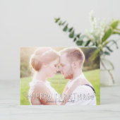 Kerstmis typografie fotokaart voor- en achterkant feestdagenkaart (Staand voorkant)