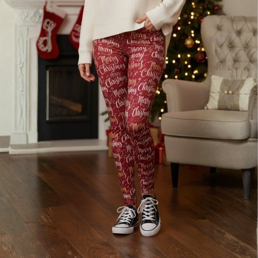 Kerstmis typografie leggings