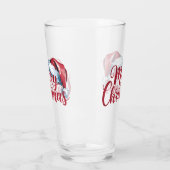 Kerstmis typografie met kerstmuts glas (Links)