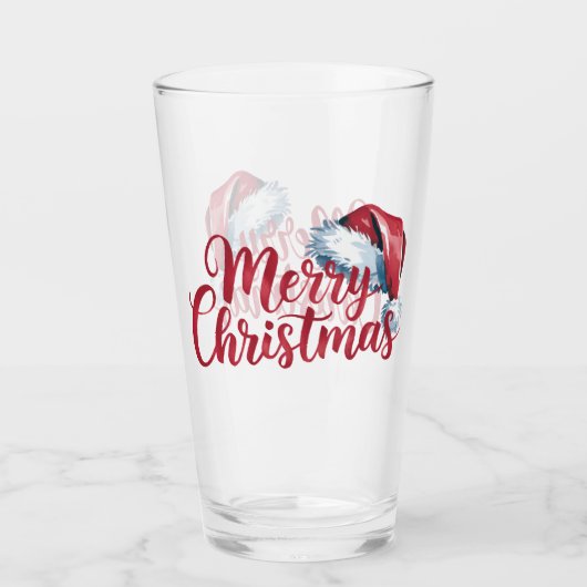 Kerstmis typografie met kerstmuts glas (Voorkant)