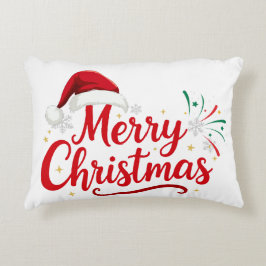 Kerstmis typografie met Santa-hoed en sneeuw Accent Kussen