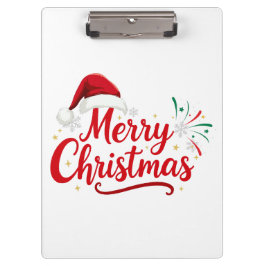 Kerstmis typografie met Santa-hoed en sneeuw Klembord