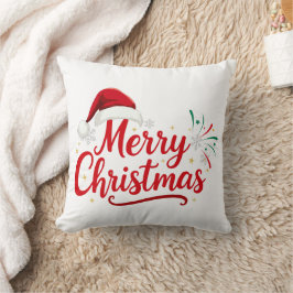 Kerstmis typografie met Santa-hoed en sneeuw Kussen