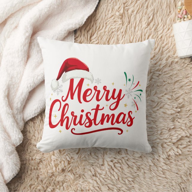 Kerstmis typografie met Santa-hoed en sneeuw Kussen (Deken)