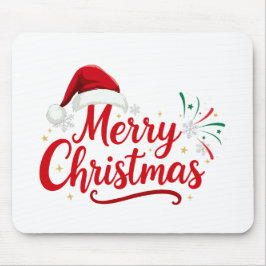 Kerstmis typografie met Santa-hoed en sneeuw Muismat