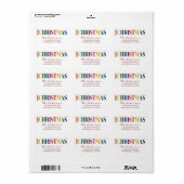 Kerstmis Typografie Regenboog Etiket (Full Sheet)