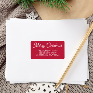 Kerstmis Typografie Rood Retouradres Etiket