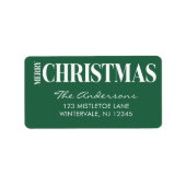 Kerstmis typografie smaragdgroen en wit etiket (Voorkant)