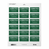 Kerstmis typografie smaragdgroen en wit etiket (Full Sheet)
