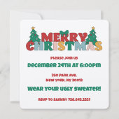 Kerstmis typografie versierde dennenboom kaart (Voorkant)