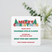 Kerstmis typografie versierde dennenboom kaart (Staand voorkant)