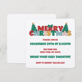 Kerstmis typografie versierde dennenboom kaart (Voorkant / Achterkant)