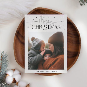 Kerstmis Typografie Witte Foto Feestdagenkaart
