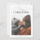 Kerstmis Typografie Witte Foto Feestdagenkaart (Voorkant)