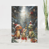 Kerstmis Tyrannosaurus Dinosaur  Kaart (Voorkant)