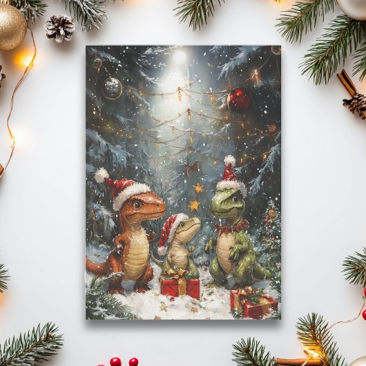 Kerstmis Tyrannosaurus Dinosaur  Kaart